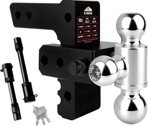 Fits 2 Inch Receiver, Adjustable Trailer Hitch - Tri-Ball (1-7/8" X 2" X 2-5/16") 6-Inch Rise/Drop Hitch, 12500 Lbs Gtw Heavy Duty Aluminum Truck Tow Hitch with Anti-Theft Pin