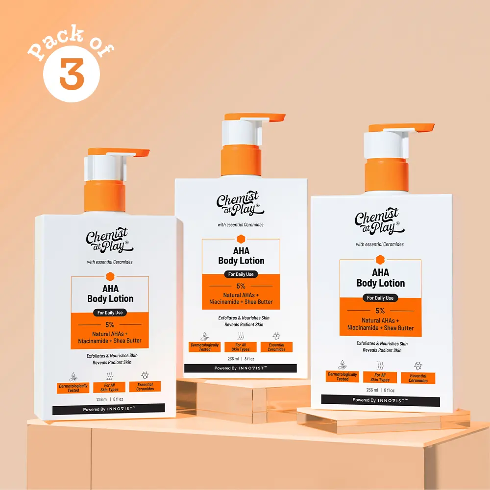 AHA Body Lotion with Niacinamide & Shea Butter - 8fl oz | Deeply Moisturizes | Exfoliates & Evens Out Skin Tone Pack of 3