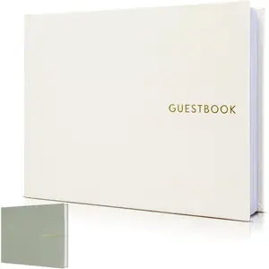  Linen Wedding Guest Book, Elegant for Reception Sign-In, Space for Polaroid Photos – Perfect for Baby Showers & Big Day Memories