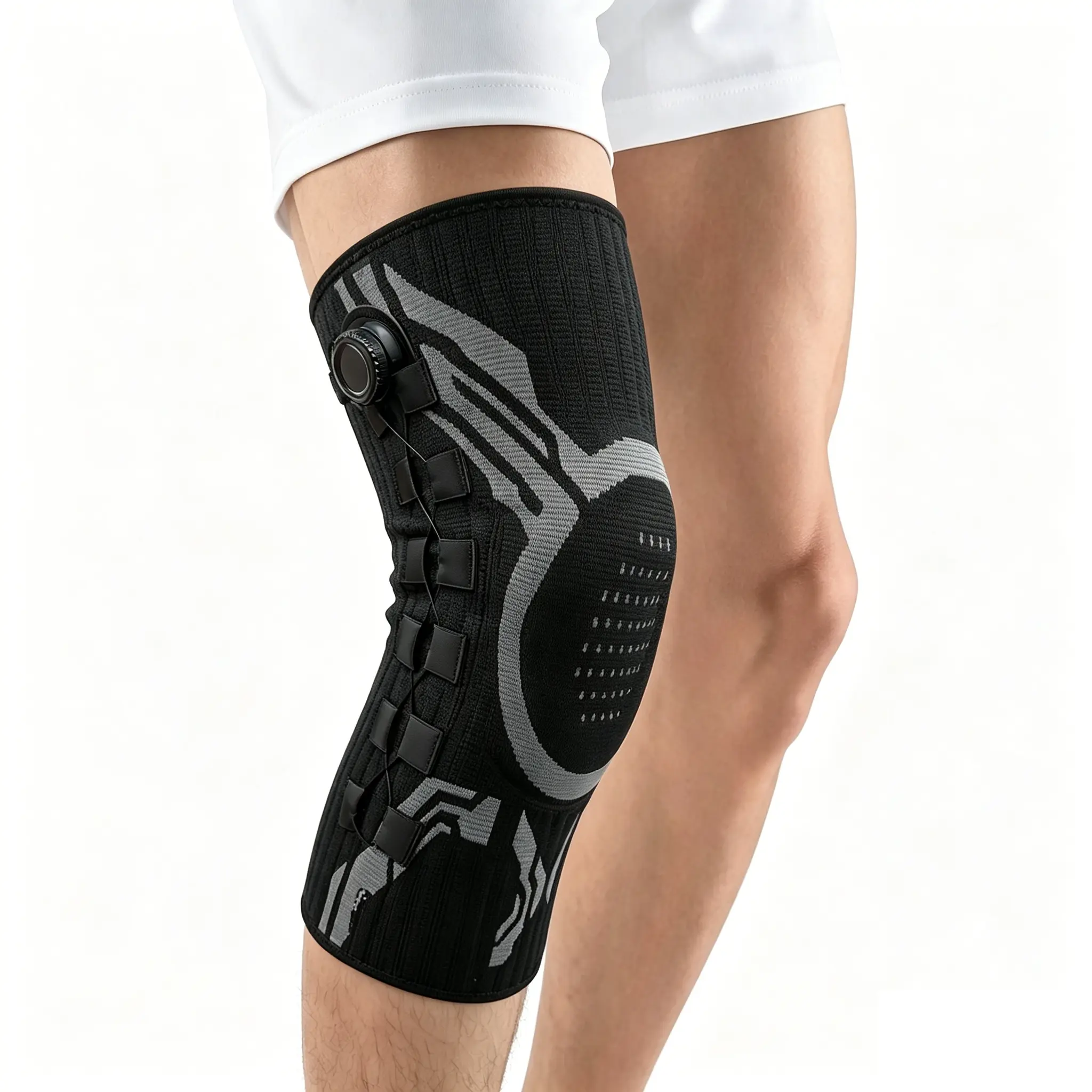 Adjustable Knee Brace with Dial System for Men & Women, Patella Gel Pad & Copper Ion Side Stabilizers for Maximum Support, Cycling, and Joint Stability, M, Accelerate Blood Circulation, Fitness, Hiking, Sports Knee Brace, Knee Supporter
