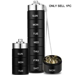 7-days Metal Pill Organizer,1 Set Portable Waterproof Travel Pill Box, Aluminum Alloy Pill Fish Oil Case for Travel Camping, Supplement Organizer