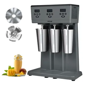 【Summervibes】VEVOR Milkshake Maker, 375W x 3 Electric Milkshake Machine, Commercial Triple Heads Drink Mixer Blender, LED Intelligent Microswitch, 3-Speed Milkshake Mixer with 3 x 820 ml Stainless Steel Cups