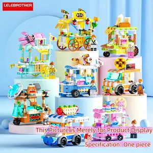Mini Food Truck Building Blocks Set, Micro Particles Street Scene Model, Desktop Decorative Toy, Perfect Gift for Kids & Collectors, Building Block Sets