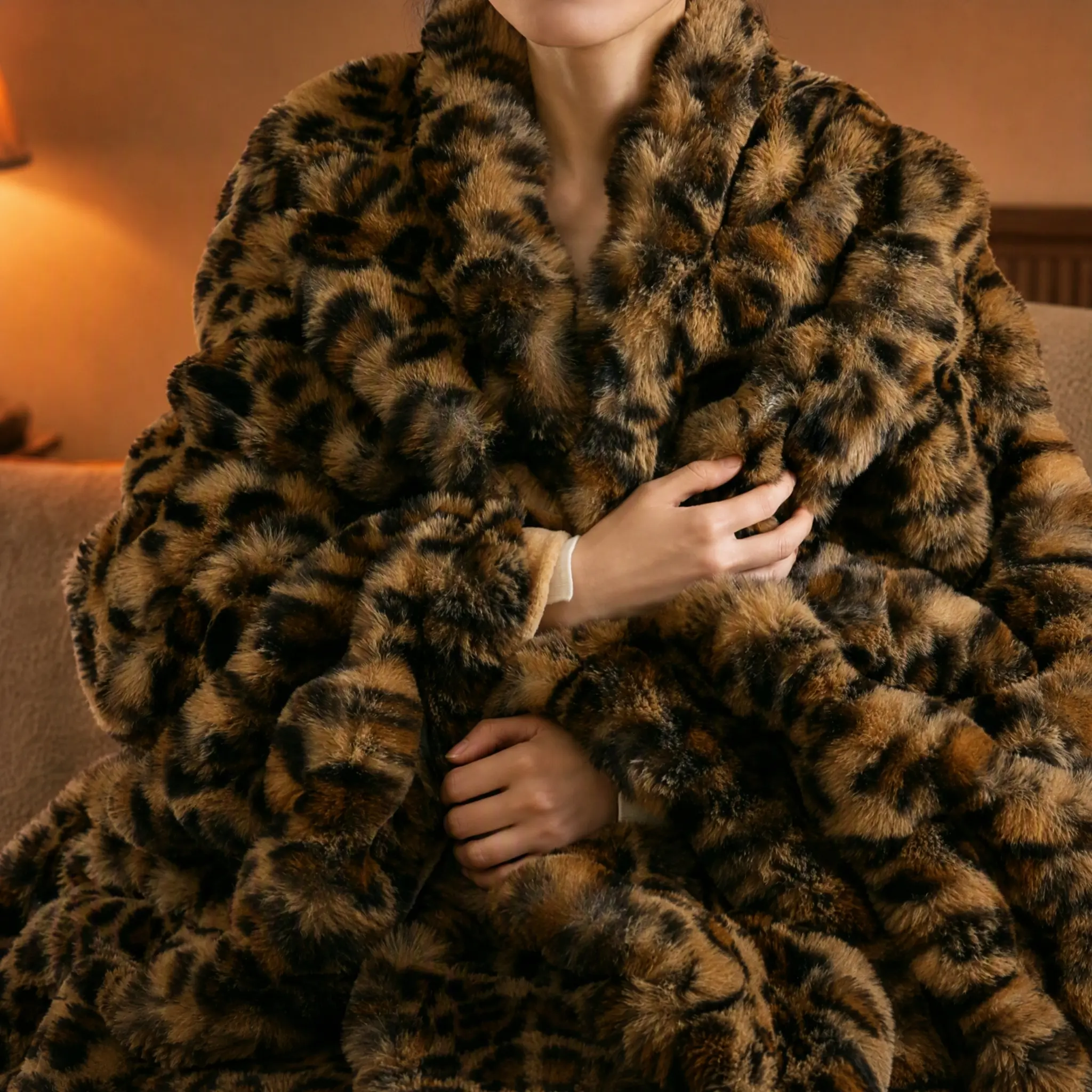 Cosybay Luxury Leopard Print Faux Fur Throw Blanket, Soft Fluffy Warm Blanket, Back‑to‑School & Halloween Home Decor for Couch, Bed, Dorm, Sofa,Thick Warm Bubble Blanket, Fuzzy Plush Decorative Fall Winter Dorm Bedding Blanket 50x60 Inch; 60x80 Inches