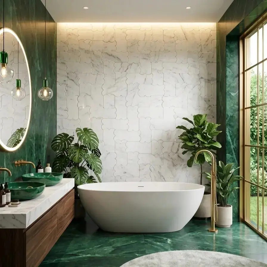 MITHRA - Waterjet Marble Mosaic Tile ( 0. 270 sqft sheet )