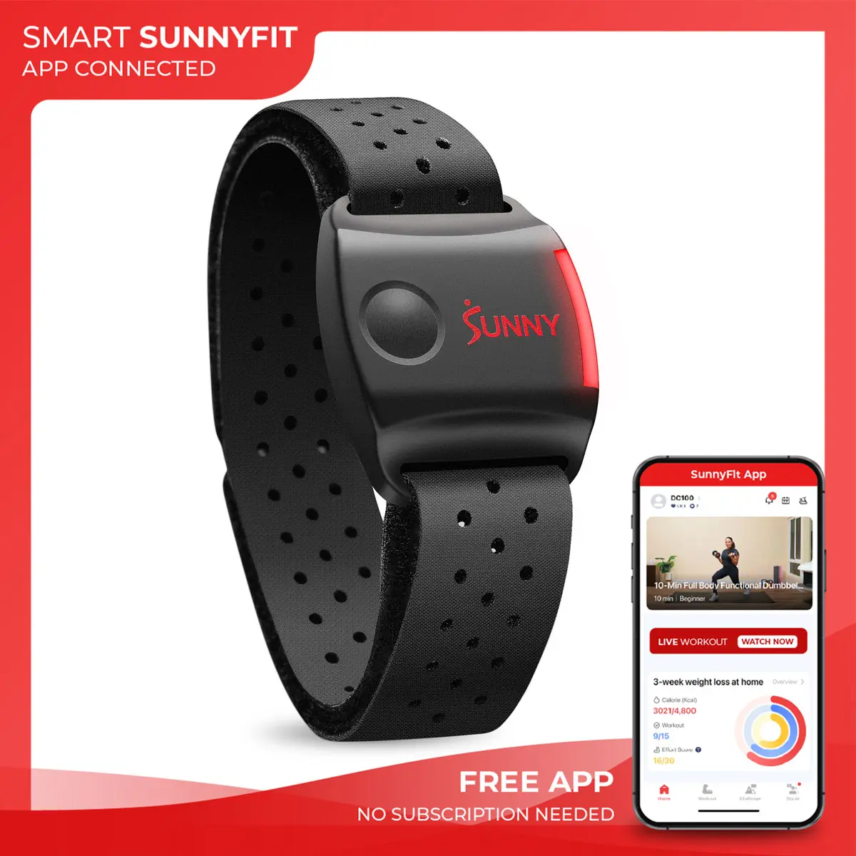 Sunny Health & Fitness Smart Heart Rate Monitor Wearable (Armband/Wristband),  Home Gym Workout Fitness, Real-Time HR, Bluetooth & ANT+, Waterproof  Design, Haptic Vibration Feedback, App-Compatible for Running/Cycling/HIIT  - TikTok Shop