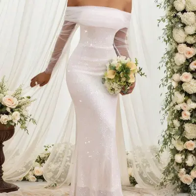 white engagement dress maxi Wedtrend Women White Formal Dress Halter A Line Sleeveless Engagement Dress  Long Maxi Dress – WEDTREND main image 1