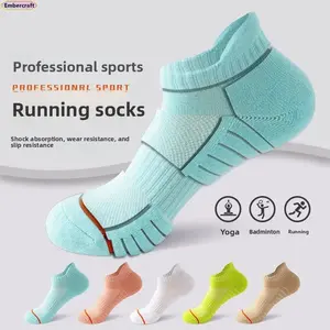 Women’s Cushioned Ankle Athletic Running Socks - Anti-Slip Terry Sole, Moisture-Wicking, Breathable, Arch Support for Marathon, Gym Workout