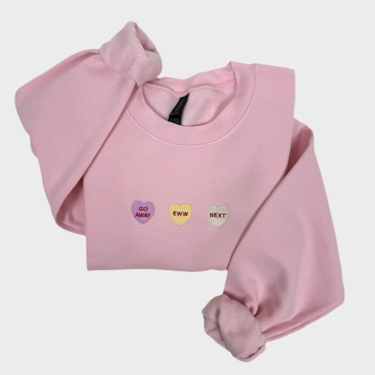 Anti-Valentine’s Heart Candy Embroidered Fleece Lined Sweatshirt Unisex Top