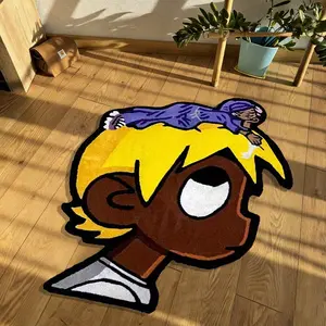 Fun Cartoon Decorative Bedroom Rug, Anime Character Pattern Carpet, Soft Plush Living Room Mat, Unique Design Home Decoration Pad