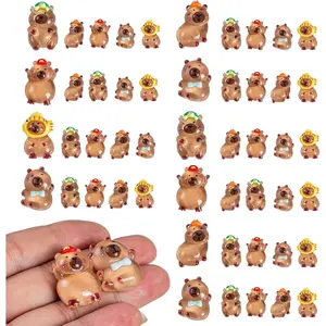 Mini  Capybara 5 Variety 50P   Figures Miniature Little Small Capybara Figurines Bulk for  Fairy Garden Landscape Accessories  Crafts Decor