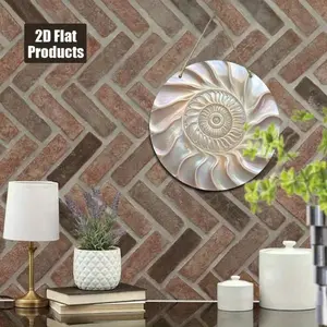 Vintage Aluminum Circular Wall Art 8x8 Inch Spiral Shell Hanging Decor with Iridescent Mother-of-Pearl for Living Room Bedroom