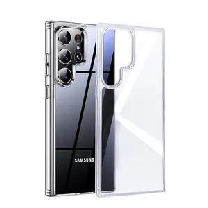 Shockproof Phone Case for Samsung Galaxy S24 Ultra/S24 Plus/S24, Non-Yellowing Hard PC Back, Slim Thin Soft Edge