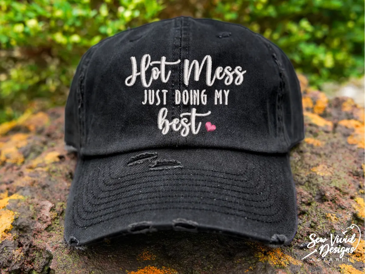 Hot Mess Just Doing My Best Hat | Distressed Baseball Cap OR Ponytail Hat | mom life caps | funny mom gift | women's trucker hat