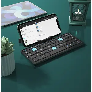 Foldable Bluetooth Keyboard Rechargeable Keyboard Mini Folding Wireless Keyboard Aluminum Keypad With Stand For Phone tablet portable