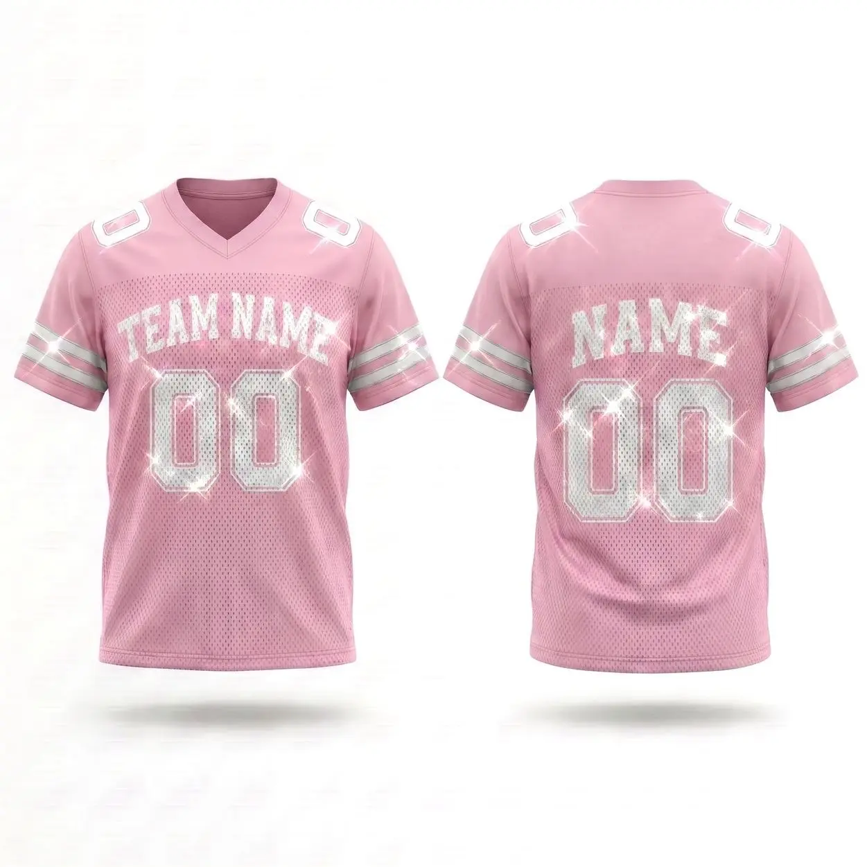 Personalized Team Name & Number Light Pink Blink Football Jersey Spandex mix Mesh (Real Photos Included)