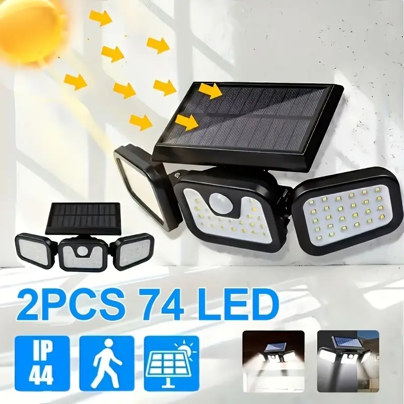 Waterproof Solar Garden Wall Light, 2 CountsOutdoor Solar Lamp with 3 Lighting Modes,Pathway Light with Motioning Sensor Detector forGarden, Backyard, Solar Garden Lights