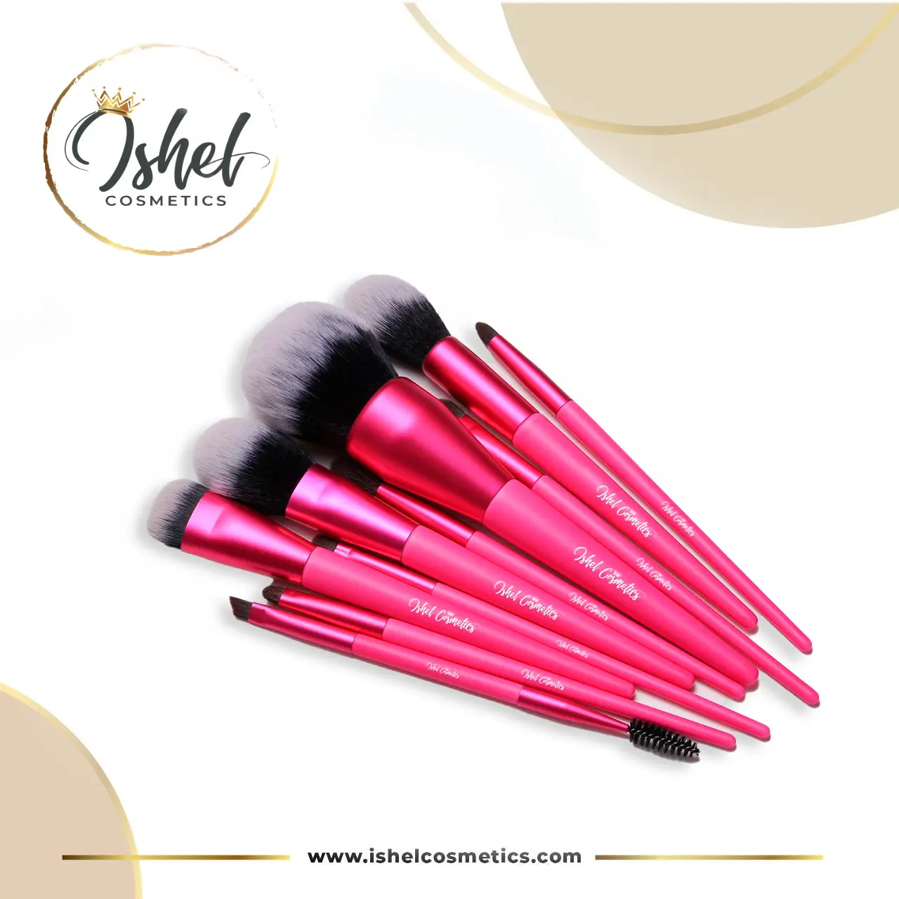 Professional Brush Set Pink- Ishel Cosmetics