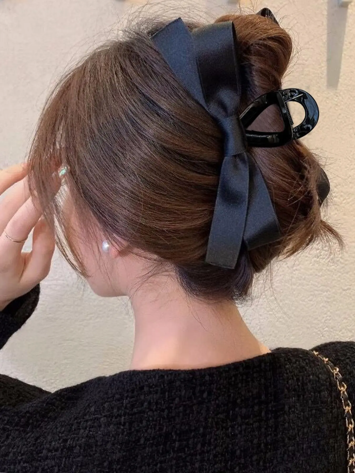 Solid Color Big Bow Decor Hair Claw for Women, High-end Fashion Shark Clip, Clip In Claw, Elegant All-match Fashion Hair Accessories for Daily Wear, Hair Clips Claw