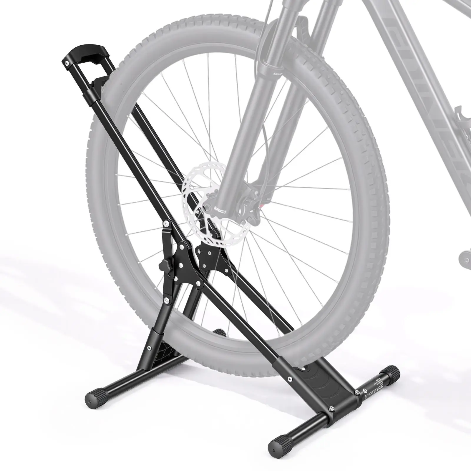 【summerfinds】VEVOR Bike Stand, Foldable Freestanding Bike Storage Rack, Carbon Steel Garage Bicycle Floor Stand, Fits 20-29 in Wheel Diameters, Drill-Free Installation, Ideal for Garage, Apartment, Home, Black