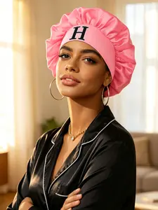 Women's Wide Brim Elastic Satin Sleep Cap, Curling Hat, Shower Cap, Skin-Friendly Fashion Hat, Comfortable and Stylish