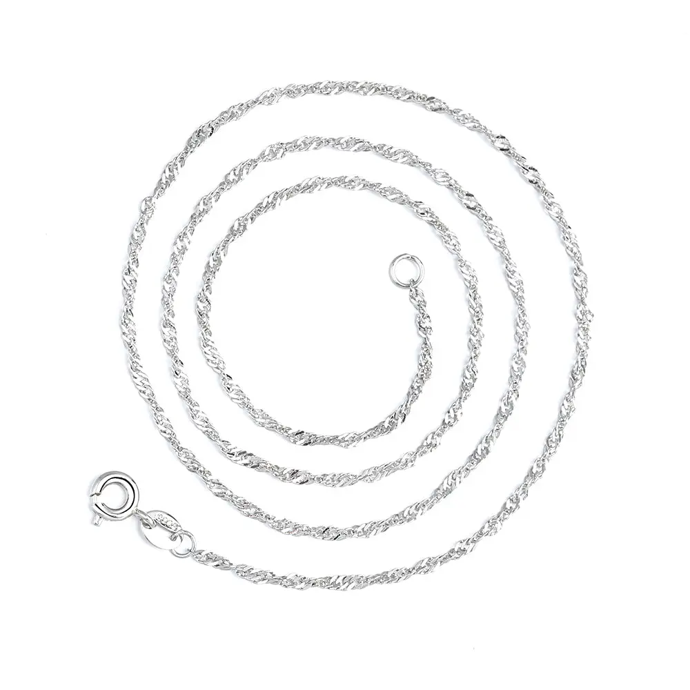 14K White Gold Wave Chain Necklace