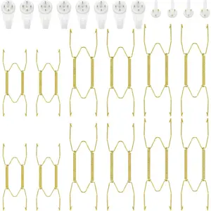 12 Pieces Invisible Heavy Duty Stainless Steel Wire Plate Hangers for Wall, Display Holders with 12 Hooks for Wall Decoration (6/8/10 Inch, Gold)