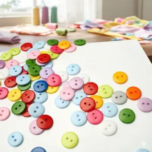 Two-Hole Round Plastic Buttons for DIY Crafts - Cute Cartoon Sewing Supplies, Fabric Patchwork Embellishments, Scrapbooking & Home Decor Accessories, Handmade Clothing Upcycling Materials