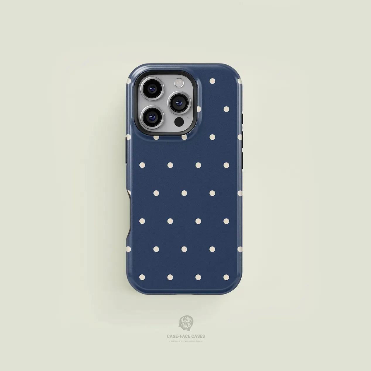 Mini Polka-Dot Navy & Cream Phone Case - TikTok Shop