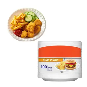 8.9 Inches, 100 Count, Disposable White Plates for Lunch, Salads, and Appetizers, Great for Everyday Use, Easy Cleanup