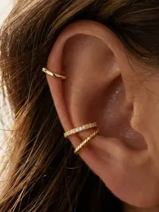 3Pcs Copper CZ One-Sided Ear Clip Set, Fashion Minimalist Non-Piercing Gold/Silver Earrings, Perfect Gift for Her or Best Friend, Valentine's Day Gift, Thoughtful Gift