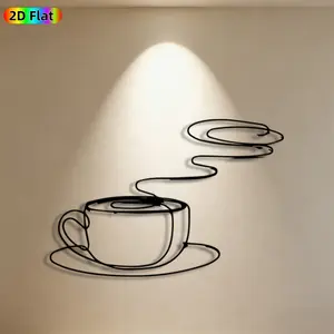 1pc Coffee Cup Metal Wall Art, Minimalist Coffee Cup Statue Mural, Ideal Gift for New Year, Easter, Coffee Decor Enthusiasts, Rust-Resistant Metal Wall Decor Wall Sculptures, Perfect for Kitchen Wall & Patio Fence, Charming Home & Outdoor Decor
