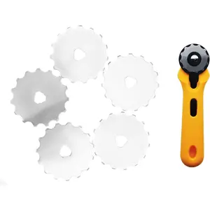 5Pcs Perforating Replacement Blades, Crochet Skip Blades Rotary Cutter Accessories for Crochet Projects Fleece and Scrapbooking (45mm)