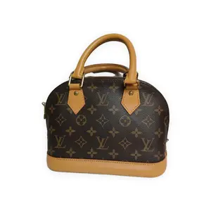 Pre-owned Louis Vuitton Monogram coated canvas with Vachetta leather trim Top Handle Bags Alma Brown monogram canvas with natural Vachetta leather Very Good S014260416056