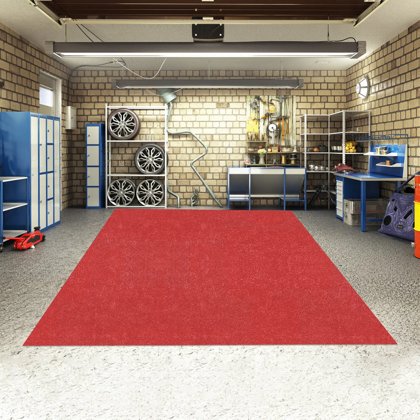 Explorinox Rectangle Garage Floor Mat for Under Car, Red Garage Flooring Rug, Motorcycle Oil Spill Mat, Absorbent Oil Garage Parking Mat, Non Slip and Waterproof Backing Extra Large Garage Mat, 17ftx 7.4ft/2.23mx5.2m