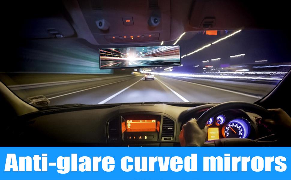 Rear View Mirror, Universal 11.81 Inch Panoramic Convex Interior Clip-on Wide Angle Mirror to Reduce Blind Spot Effectively for Car SUV Trucks -Clear