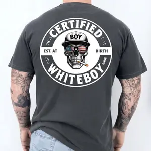 Certified Whiteboy Miller Litte Skull Shirt – American Flag Sunglasses Skull Streetwear Graphic Tee Shirt, Unisex Casual Graphic T-Shirts