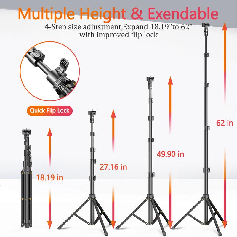62-Inch Extendable Selfie Stick and Tripod with Wireless Remote, Universal Holder for iPhone, Android, and Cameras