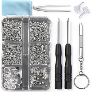 Eyeglass Repair Kit with Screws, 15 Types Screws for Eyeglasses - Frame Screws, Hinge Screws, Nose Pads Screws - Essential Eye Glasses Repairing Kit Tool