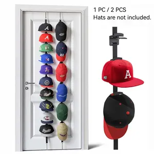 Door Hat Rack with Display Hooks and Hangers, Two-Way Hanging Baseball Cap Organizer, over Door Hat Storage for Bedroom Entryway Garage Decor, Hat Holder Hanger