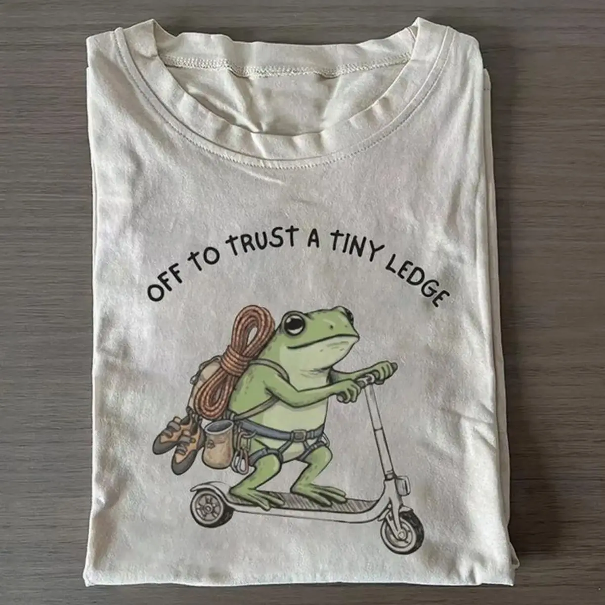 Off To Trust A Tiny Ledge Shirt, Funny Frog Climbing Tee, Rock Climbing Gift, Bouldering Shirt, Climber Humor Shirt, Cute Climbing Tee CB7