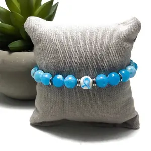 Limited Edition Trisomy Awareness Blue Ribbon Unisex Mens and Womens Stretchy Bracelet