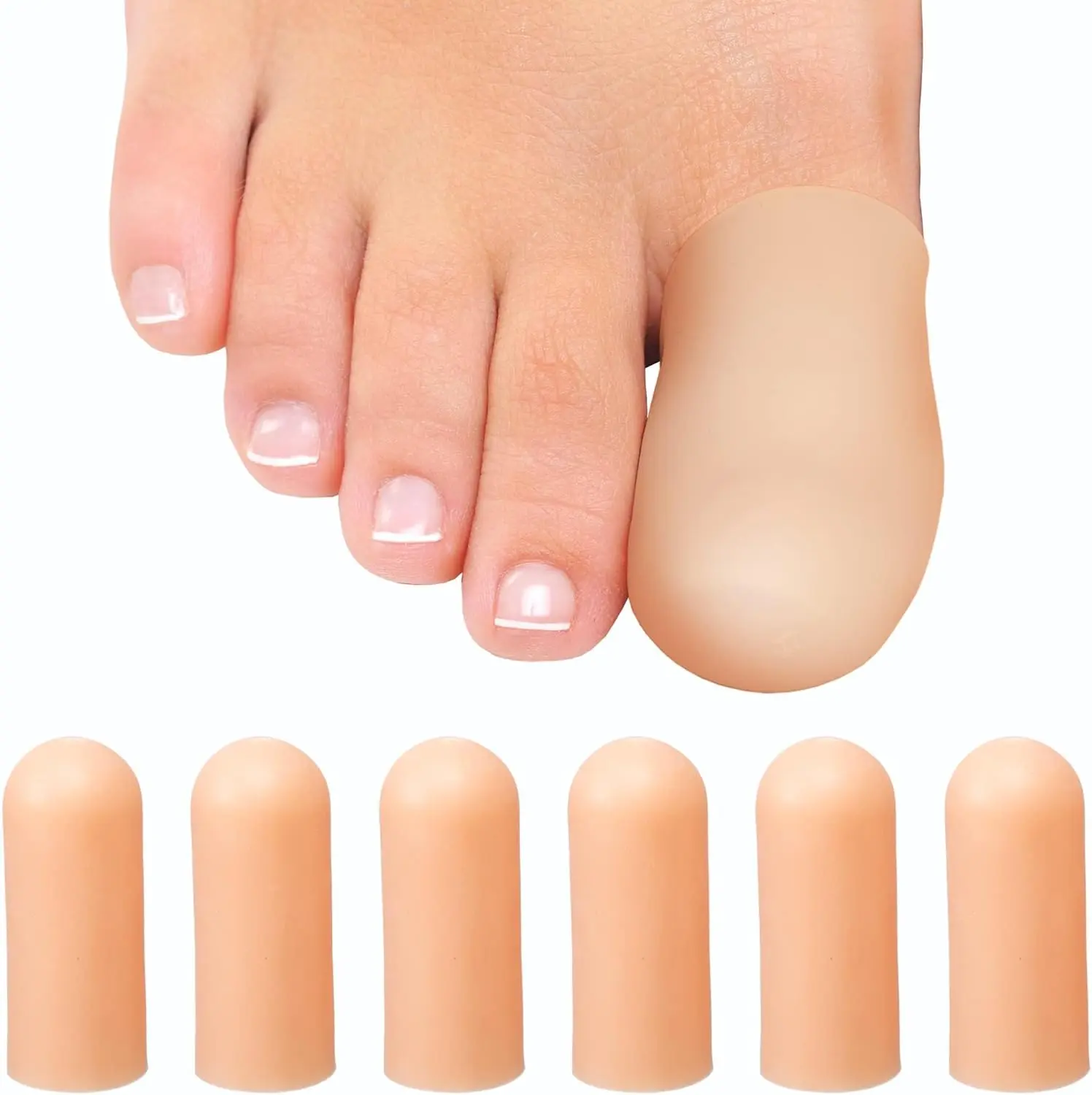 Soft Gel Toe Caps with Healing Coconut Oil -  Big Toe Protectors for Ingrown or Missing Toenails, Corns, Calluses & Blister Relief