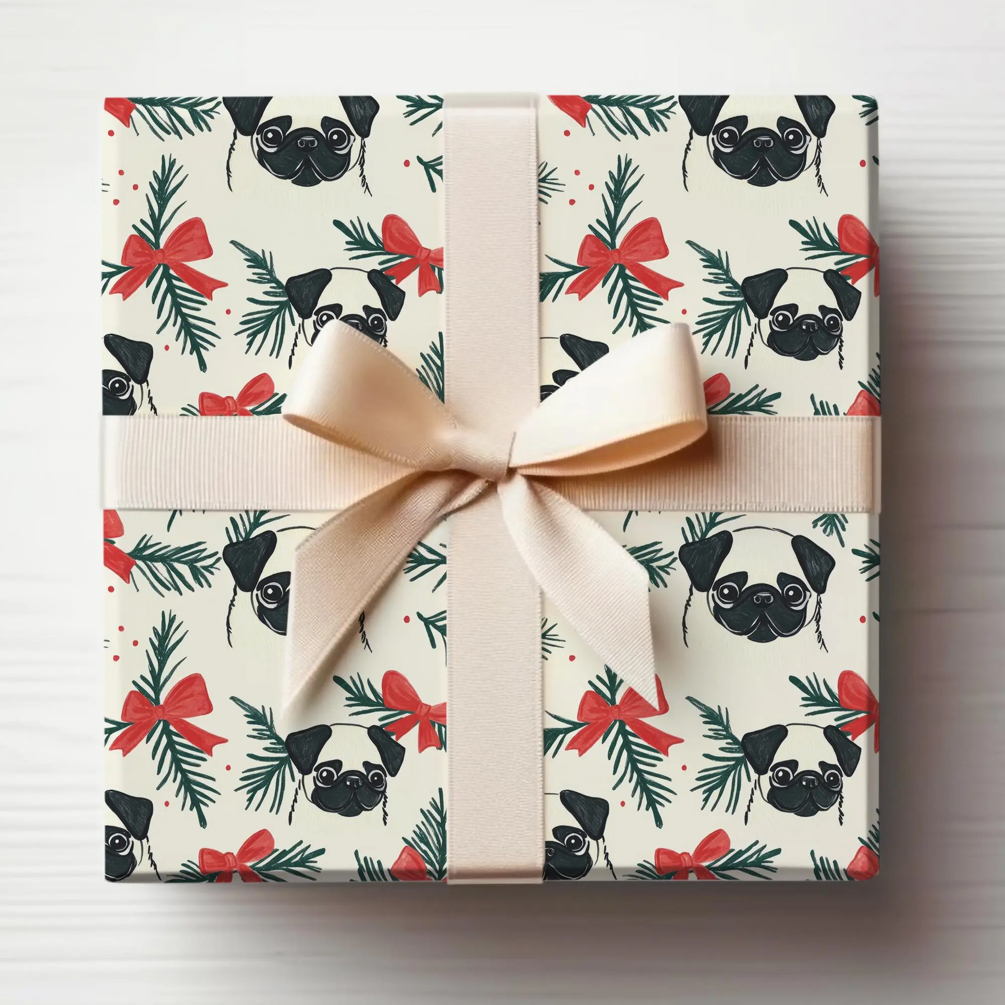 Pug Wrapping Paper Roll Cute Pug Gift Wrapping Roll Christmas Pug Wrapping Paper Dog Lovers Gift Wrap Roll