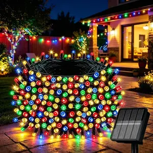 39Ft 100 LED Solar String Lights Outdoor | 8 Lighting Modes Waterproof Fairy Lights, Perfect for Yard, Fence, Balcony, Party & Christmas Tree Decor