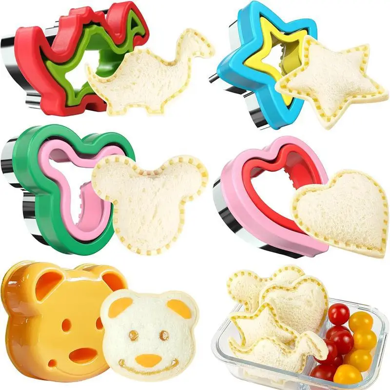 Cartoon Cute Animal Design Cookie Cutter (5 Counts/set), Stainless Steel Sandwich Cutter, Bread Cutting Mold, Baking Tool for Home Kitchen, Bakeware,