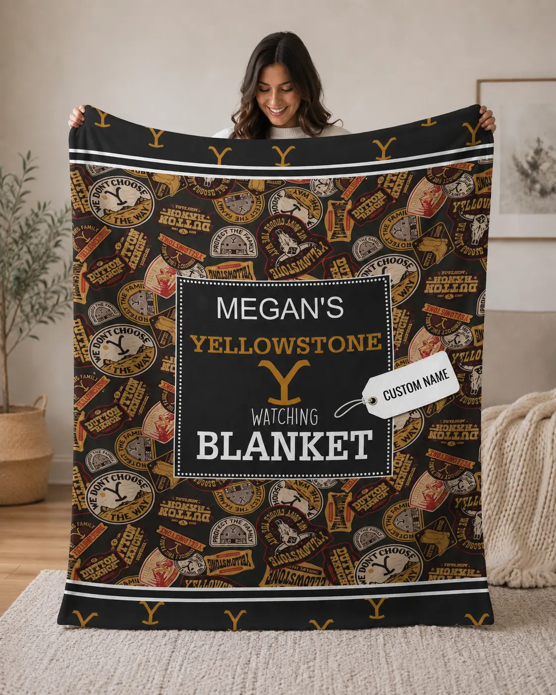 Custom Name Yellowstone Watching Flannel Blanket, Yellowstone Blanket