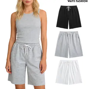 Wayii Fashion Women's Cotton Athletic Shorts Elastic Waist Drawstring Gym Workout Jogger Pants with Pockets Premium Comfort Softness Functional Adjustable Design