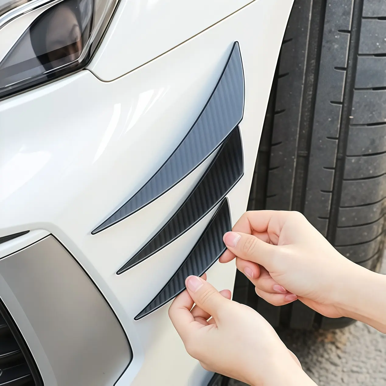 Track-Ready Aero Fangs  | Carbon Fiber Canards for Aggressive Front-End Stance | Scratch-Proof Bumper Winglets | Universal Fit