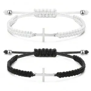 Cross-shaped braceletCouple Cross Bracelet Bundles Kit 2025 New Trendy Braid Stack Bracelet for Men & Women Fashion Matching Jewelry for Daily Wear, Party,  Streetwear Friendship Bracelet, Gift for Boyfriend & Girlfriend, Religion Best Wish Blessing